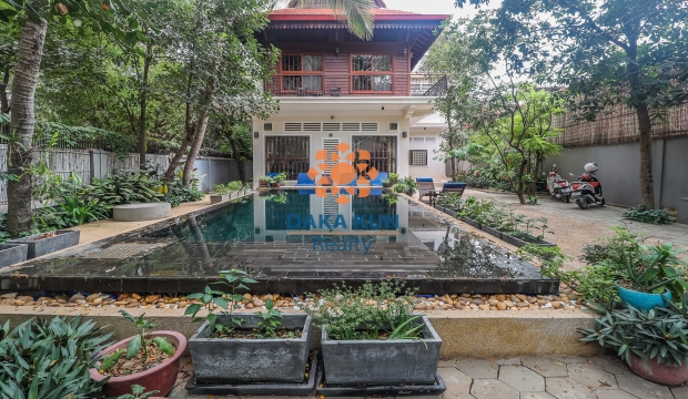 Wooden House for Sale with Pool in Siem Reap-Sla Kram